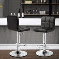 thumbnail image 4 of MoNiBloom Set of 4 Faux Leather Adjustable Swivel Bar Stools with Square Back, Kitchen Counter Height Barstools Dining Chairs, Black, 4 of 10