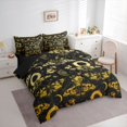 thumbnail image 2 of Homewish Black Gold Moth 7 Pieces Full Size Bedding Sets,Halloween Skull Full Size Bed in a Bag,Moon Flower Bed Set,Black Reversible, 2 of 8