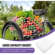 Mooncool Adult Tricycle 24inch 7 Speed, Three Wheel Bicycle for Adult, Adult Trike w/ Tools & Big Basket for Exercise Shopping Picnic Outdoor Activities