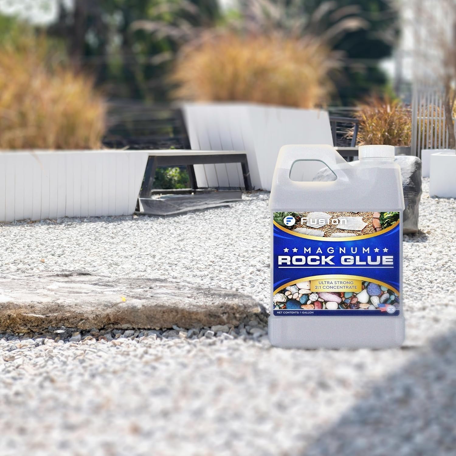 Fusion Magnum Rock Glue One Gallon Adhesive for Landscaping Rocks, Pea Gravel, & Pebbles