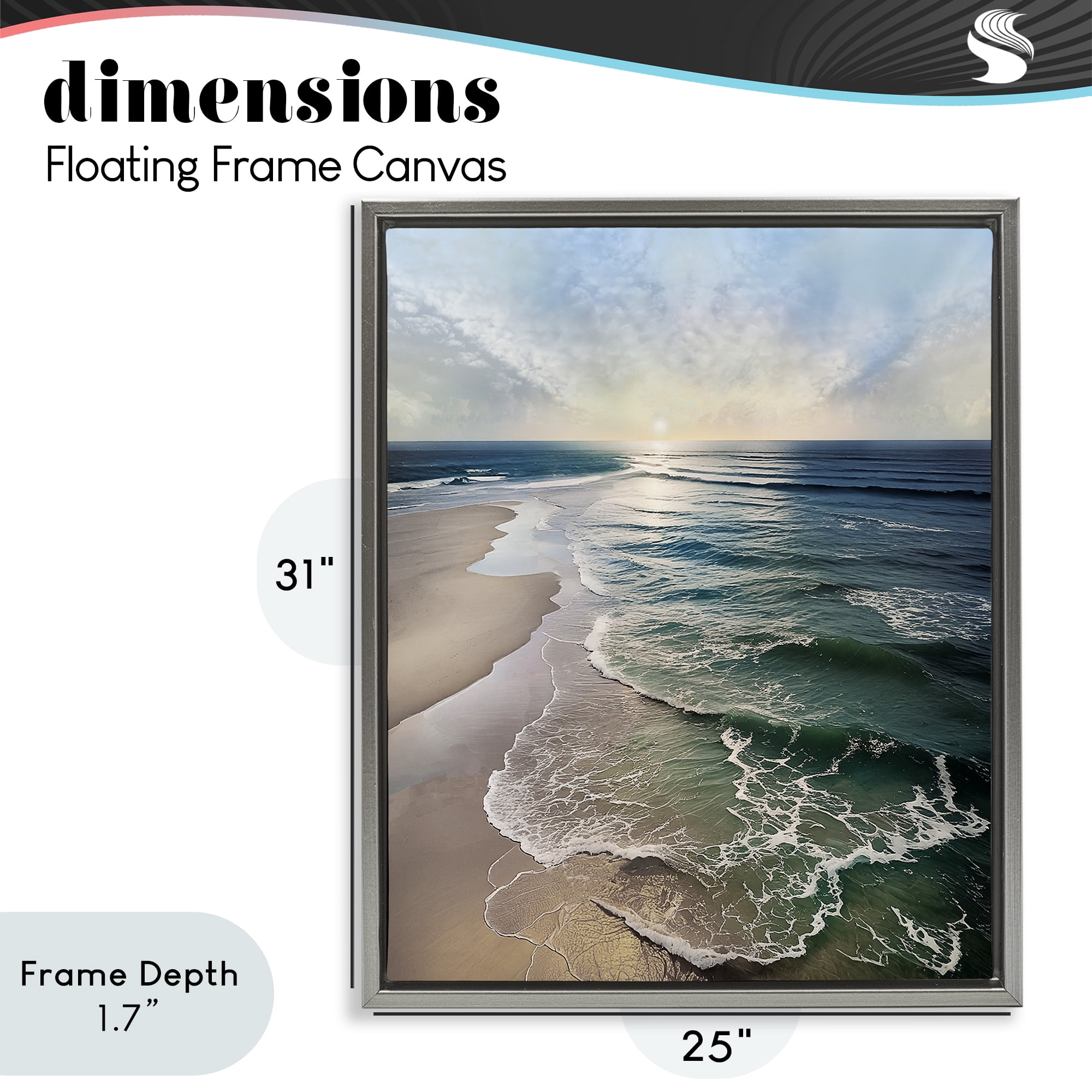 Stupell Industries Tranquil Shoreline with Soft Light Gray Framed Floater Canvas Wall Art, design by Mike Calascibetta