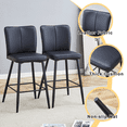 thumbnail image 3 of SUDICA Bar Stools Set of 2 Black PU Upholstered Chairs with Metal Legs for Kitchen Bar, 3 of 8