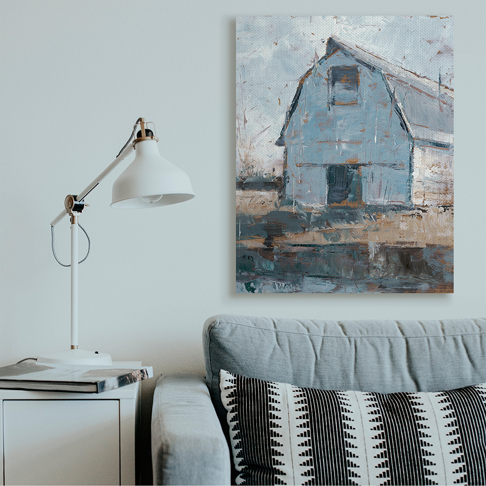 Stupell Industries Abstract Distressed White Barn Farm Architecture Canvas Wall Art by Ethan Harper