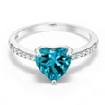 thumbnail image 2 of Gem Stone King 2.24 Ct Heart Shape London Blue Topaz 925 Sterling Silver Ring, 2 of 5