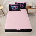 thumbnail image 4 of Castle Fairy Sport Baseball Bat Zipper Full Size Comforter Sets with Fitted Sheet and 2 Pillowcases, Ice Cream Drip Splash Zipper Bedding Set, Black Pink Blue,4pcs,Pink Reversible, 4 of 6