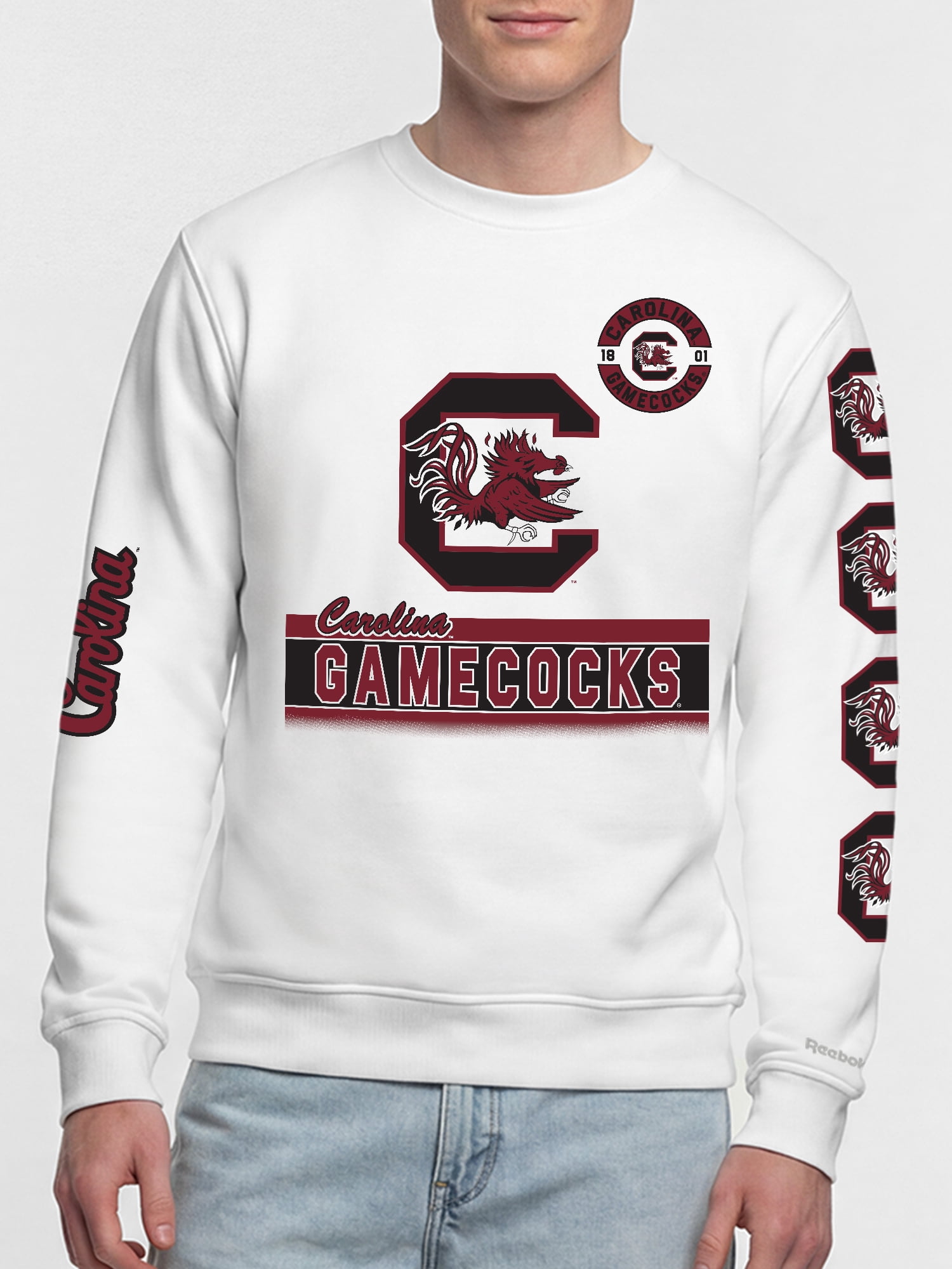 South Carolina Gamecocks Reebok Mens White Crew Sweatshirt