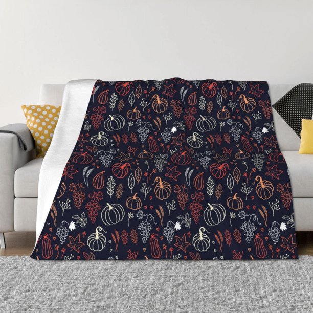 Balery Thanksgiving Seamless Pattern Manta de Franela con Dibujo, Lujo Ultra Suave y Cálido, Antipelusa y Resistente a las Arrugas para Cama, Sofá, Camping -80"x60"
