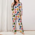 thumbnail image 2 of Wukai Watercolor Teapots Print Women's Pajama Set,PJ Set,Lounge Sets For Women Soft Long Sleeve Sleepwear Comfort and Style-XX-Large, 2 of 7