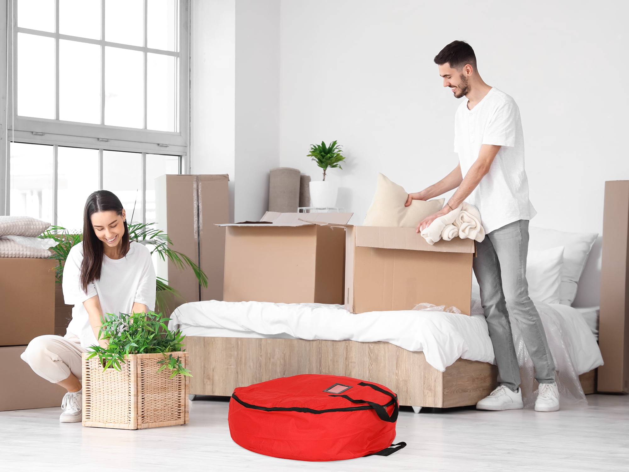 Unique Bargains 1 Pack Clothes Storage Bags Moving Bags Red 23.5*7in