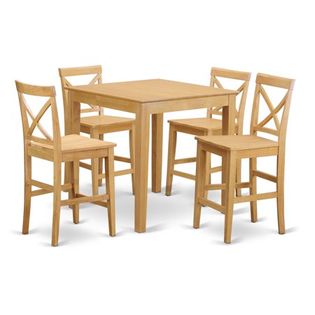 East West Furniture Pub 5 Piece High Cross Dining Table