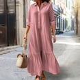 thumbnail image 6 of ZenCart Women's Cotton Linen Shirt Dress Long Sleeve V Neck Button Up Maxi Dress Casual Plus Size Flowy Long Dress, 6 of 8