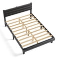 thumbnail image 3 of Zimtown Full Platform Upholstered Bed Frame with Soft Adjustable Headboard, Wooden Mattress Foundation,No Box Spring Needed, Black, 3 of 7
