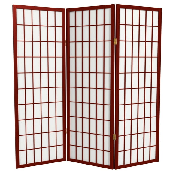 4 ft. Tall Window Pane Shoji Screen - Rosewood - 3 Panels
