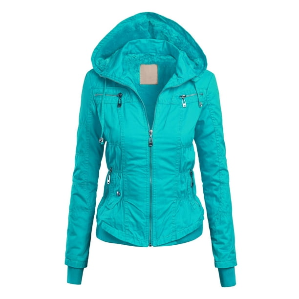 Made by Johnny - MBJ WJC667 Womens Cinched Parka Jacket XS TURQUOISE ...