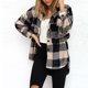 thumbnail image 3 of Chaqueta de manga larga para mujer chaqueta de piel sintética a cuadros abrigo holgado y cálido traje diario, 3 of 8