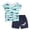 Green, variant on Gyujnb Toddler Boys Dinosaur Print 2 Piece Outfit Striped Short Sleeve T Shirt and Shorts Summer Casual Set,6-7 Years