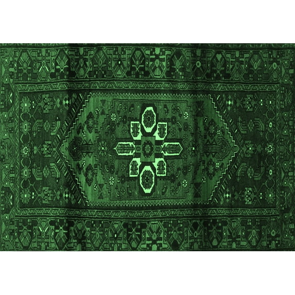 Ahgly Company Indoor Rectangle Persian Emerald Green Traditional Area Rugs, 7' x 9'