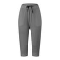 thumbnail image 6 of Capri Pants for Women Spring Summer Casual Lightweight Elastic Waist Capri Sweatpants with Pockets, 6 of 6