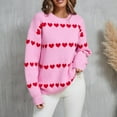 thumbnail image 2 of WRKEKC Women's Heart Print Knit Pullover Sweater Casual Crew Neck Long Sleeve Valentine Fall Tops Cozy Womens Sweater Romantic, 2 of 10