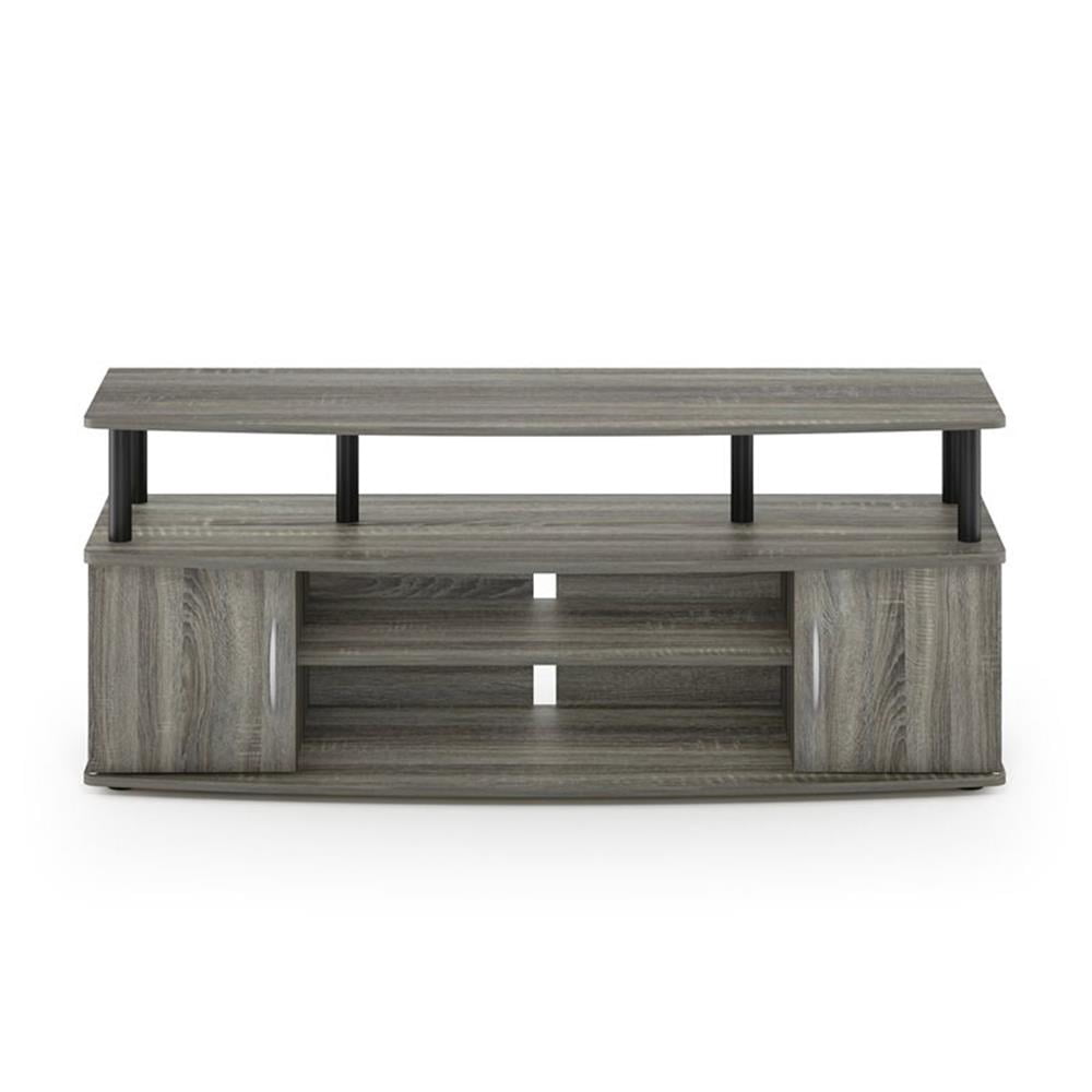 Furinno JAYA Large Entertainment Center Hold up to 55-IN TV, French Oak Grey/Black