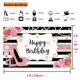 thumbnail image 4 of Fondo de fotografía de feliz cumpleaños para mujer, Fondo Floral rosa de 5x3 pies con brillo, oro rosa, tacón alto, champán, negro y blanco, 4 of 5