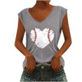thumbnail image 2 of DailyTrove Women's Baseball Heart Print Sleeveless Tank - Casual V-Neck Top, Cute for Sports Fans & Outings, 2 of 5
