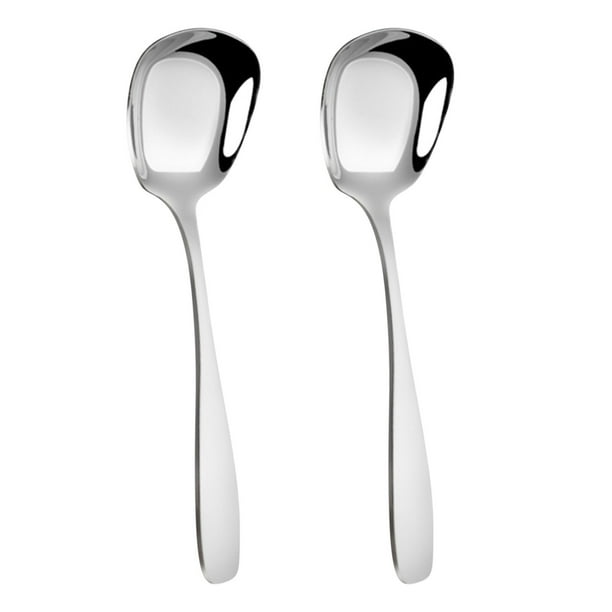 Cucharas de Acero Inoxidable Ganfancp 2Pccuchara de Fondo Plano Cuchara de Postre Cuchara de Arroz