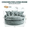 thumbnail image 3 of Aukfa 55" Oversized Round Chaise Lounge Chair, Fluffy Deep Seat Cloud Floor Sofa, Modern No Assembly Couch, Light Blue, 3 of 8