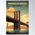thumbnail image 2 of New York Usa Brooklyn Bridge Vintage Travel Poster Retro Ny Poster Wall Art, Modern Wall Decor For Living Room Bedroom, 24x36 UNFRAMED, 2 of 3