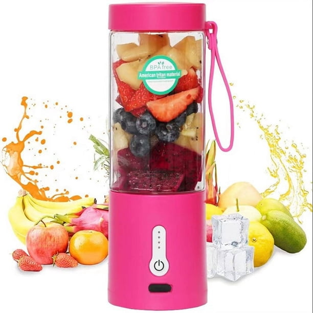 Licuadora eléctrica portátil de 530 ml, licuadora de batidos, recargable por USB, mini licuadora portátil para frutas, B