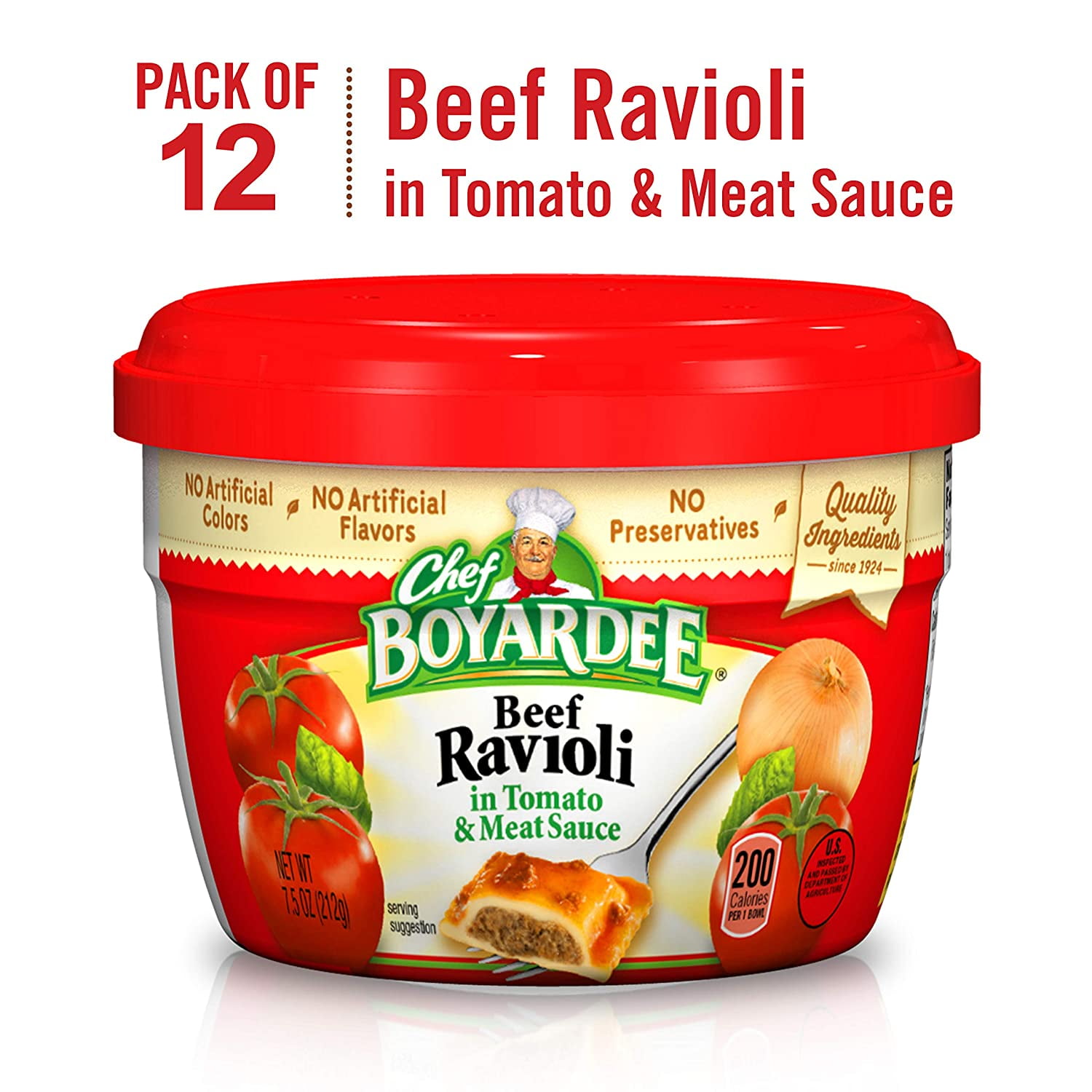 Chef Boyardee Beef Ravioli, 7.5-Ounce Microwavable Bowls (Pack of 12)