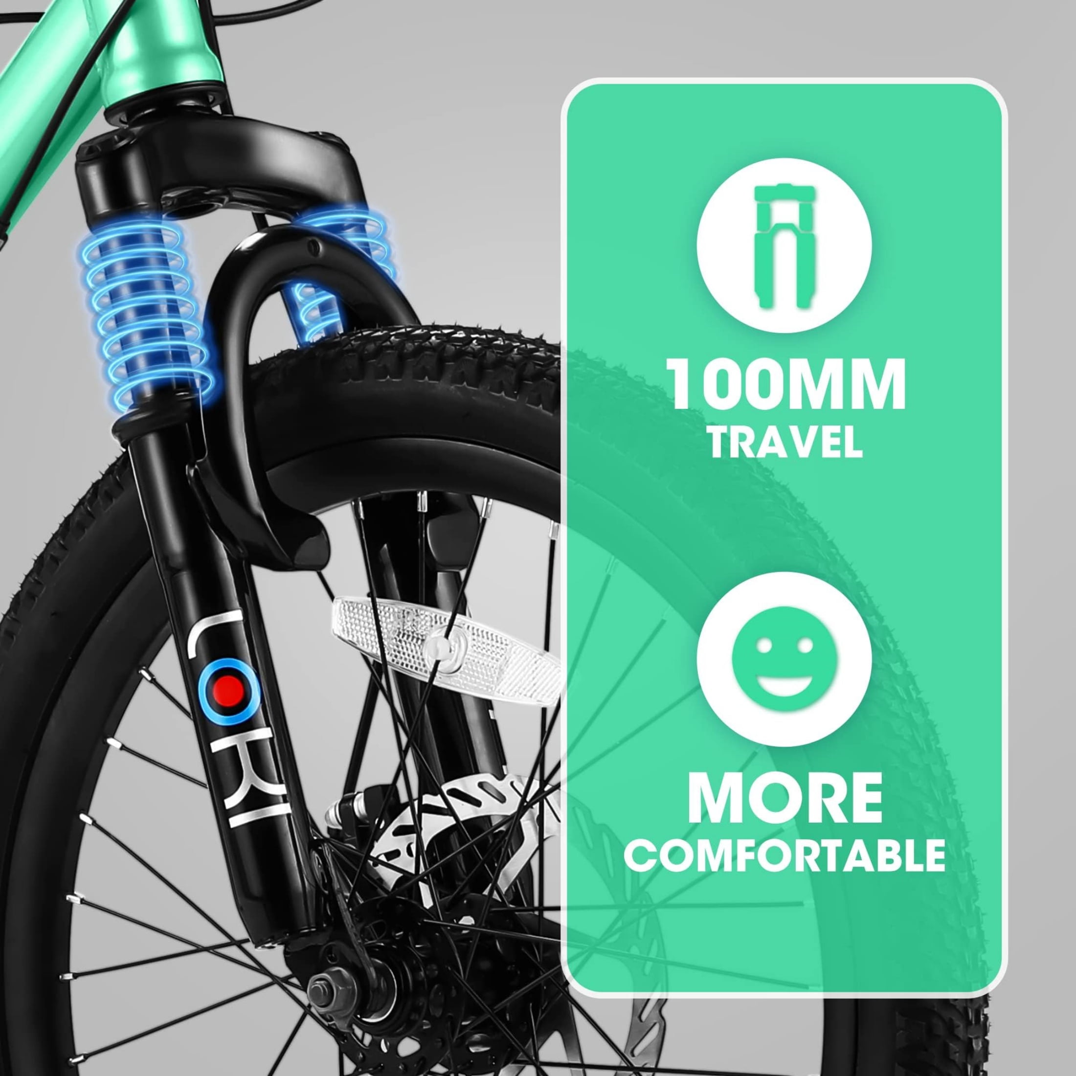 Xlluproid 20" Mountain Bike,7 Speed Teenager Children Kids' Bicycles,Front Suspension Disc Brake Rear V-Brake,High Steel Frame for Outdoor Adventure,Green