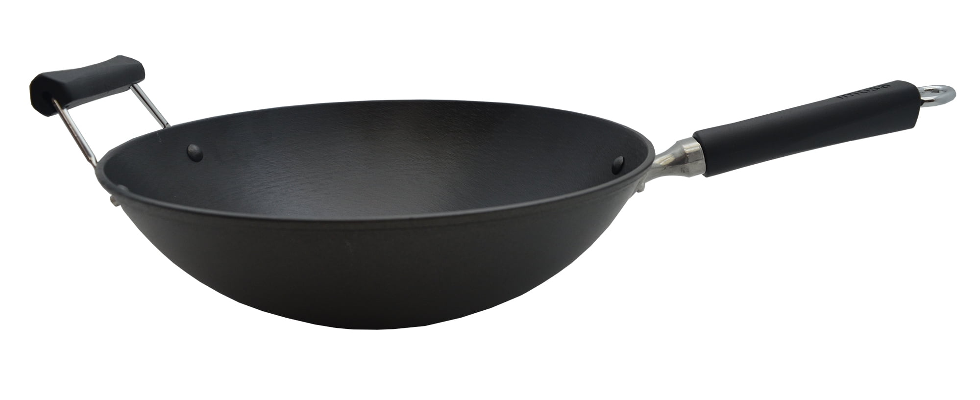 Imusa 14 inch Light Cast Iron Pre Seasoned Traditional Wok with Handle