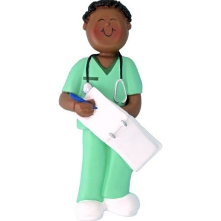 Ornament Central OC-230-MAA Male Scrubs Nurse African-American Christmas Ornament, 4-1/4-Inch