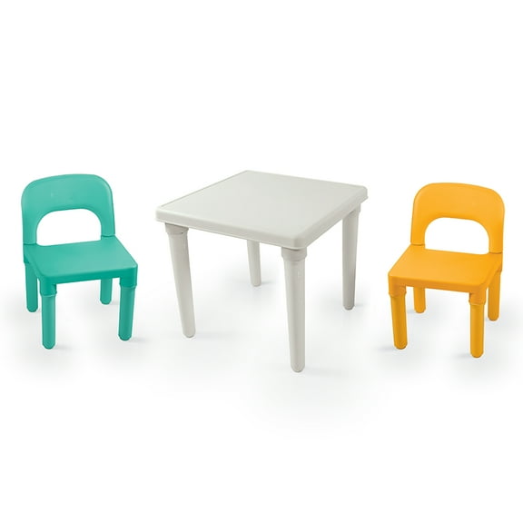 Dolu Kids Table & 2 Chairs Set, Toddler-Sized Plastic Play Furniture for Ages 2 