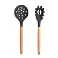 thumbnail image 1 of Juego de 2 utensilios de cocina de silicona para encimera, utensilios de cocina de madera, 1 of 5