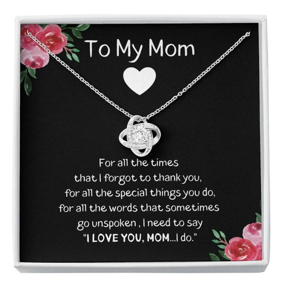 To My Mom Love Knot Necklace, To Mom Gift, Mom Gift, Mom Necklace. Jewelry From Son Daughter, Gift Mom Birthday , Christmas,Mothers Day, Necklaces with Meaningful Messages Card Inside B2