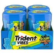 Trident Vibes SOUR PATCH KIDS Blue Raspberry Sugar Free Gum, 4-40 Piece Bottles (160 Total Pieces)