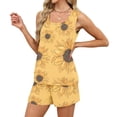 thumbnail image 5 of BOMYJESK Womens Sets Tank Square Neck Sleeveless Cute Floral Print Matching Lounge Sets Elastic Waisted Plus Size Beach Vacation Clothes with Pockets 2026 Summer Yellow M, 5 of 8