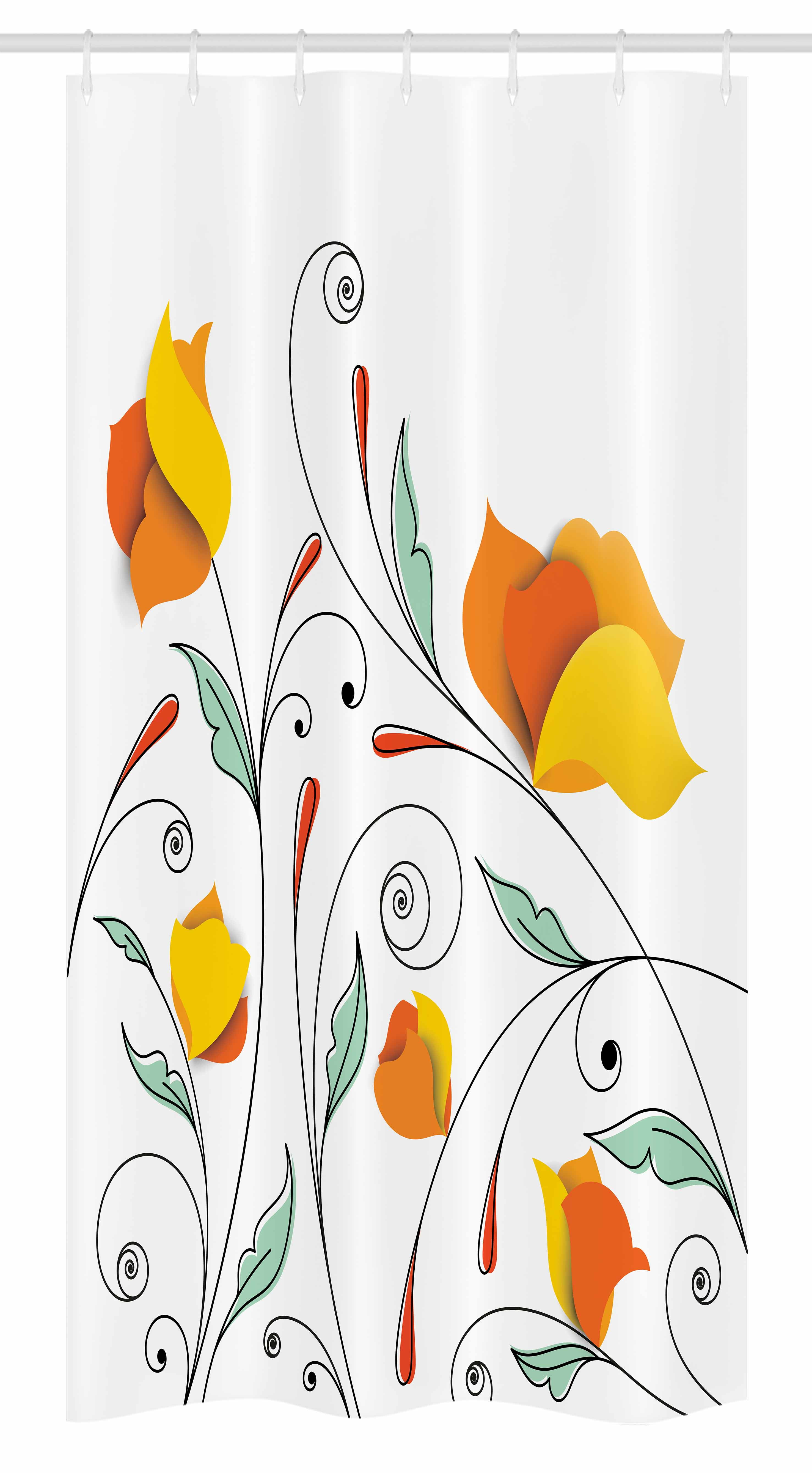 Floral Stall Shower Curtain, Bouquet with Swirled Branches Romantic