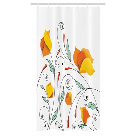 Floral Stall Shower Curtain Bouquet With Swirled Branches Romantic Paper Flowers Origami Autumn Blooms Image Fabric Bathroom Set With Hooks 36w X