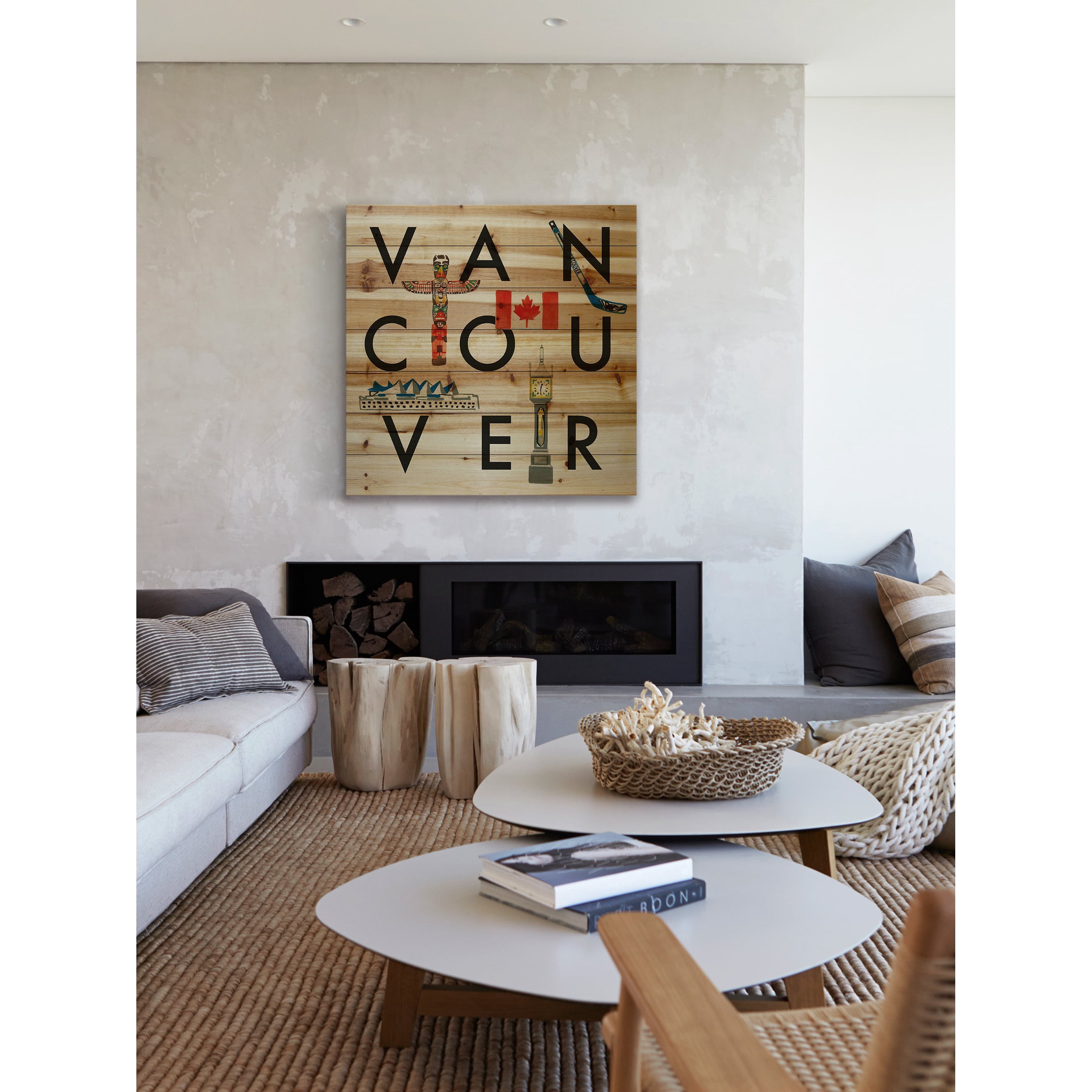 Marmont Hill "Vancouver Square" By Molly Rosner Print On Natural Pine Wood, 40.0" x 1.5"