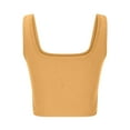 thumbnail image 5 of JGGSPWM Womens Square Neck Longline Sports Bra Workout Crop Tank Tops Padded Yoga Camisole with Built in Pads Yellow S, 5 of 6