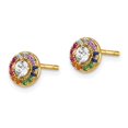 thumbnail image 2 of White Sterling Silver Earring Button Women'S Cubic Zirconia CZ Round Multi-Color 6.4 mm 6.35, 2 of 3