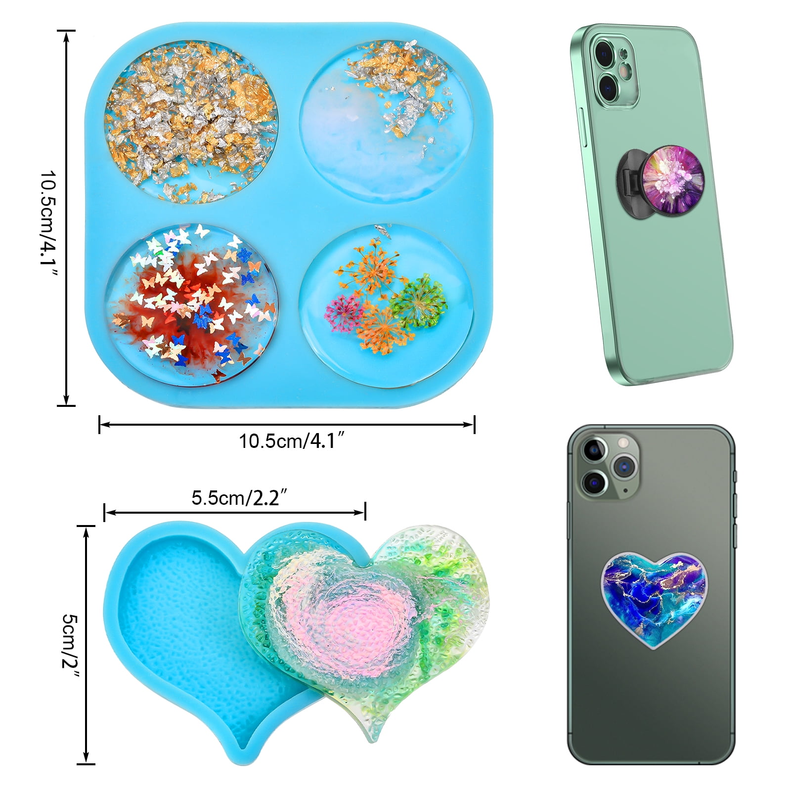 Heart Keychain Mold, Hair Clip Mold, Magnet Mold, Phone Grip Mold