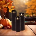 thumbnail image 4 of LumaBase Battery-Operated LED Wax Candles with 3D-Wick Flame, Black - Set of 3, 4 of 7