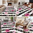 thumbnail image 5 of Large Area Rugs for Living Room Bedroom, Pink Roses 5'x8' Rug Washable Carpet Runner Indoor Outdoor, Romantic Flowers Leaves Floral Black Stripes Non Slip Floor Mats Rug for Kitchen, Bathroom, 5 of 8