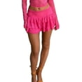 thumbnail image 1 of Women Y2k Lace Ruffle Pleated Mini Skirt Low Rise Half Slip Skirts Mesh Floral Layered Flowy Short Skirts, 1 of 1