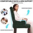 thumbnail image 3 of PAPROOS Upholstered Dining Chairs Set of 4, Chenille Fabric Tufted Dining Room Chair with Curved Solid Wood Legs, Modern Accent Dining Chair with Arm, Armchair for Kitchen, Living Room, Olive Green, 3 of 10