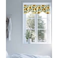 thumbnail image 4 of Tie Up Valance Curtain for Kitchen, Country Sunflower Yellow Floral Watercolor Rod Pocket Short Curtains Adjustable Tie-Up Shade Valances, Green Leaves on White Window Treatment for Bedroom 42x18in, 4 of 8
